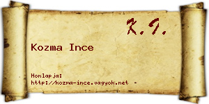 Kozma Ince névjegykártya